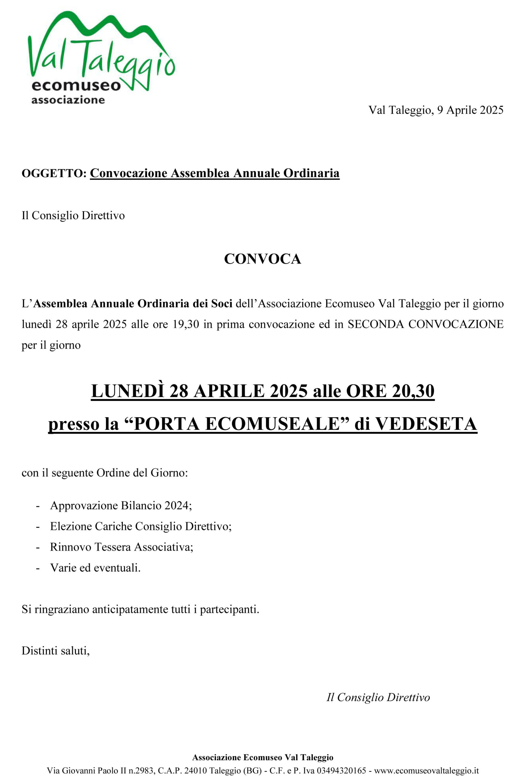 Assemblea Annuale Ordinaria